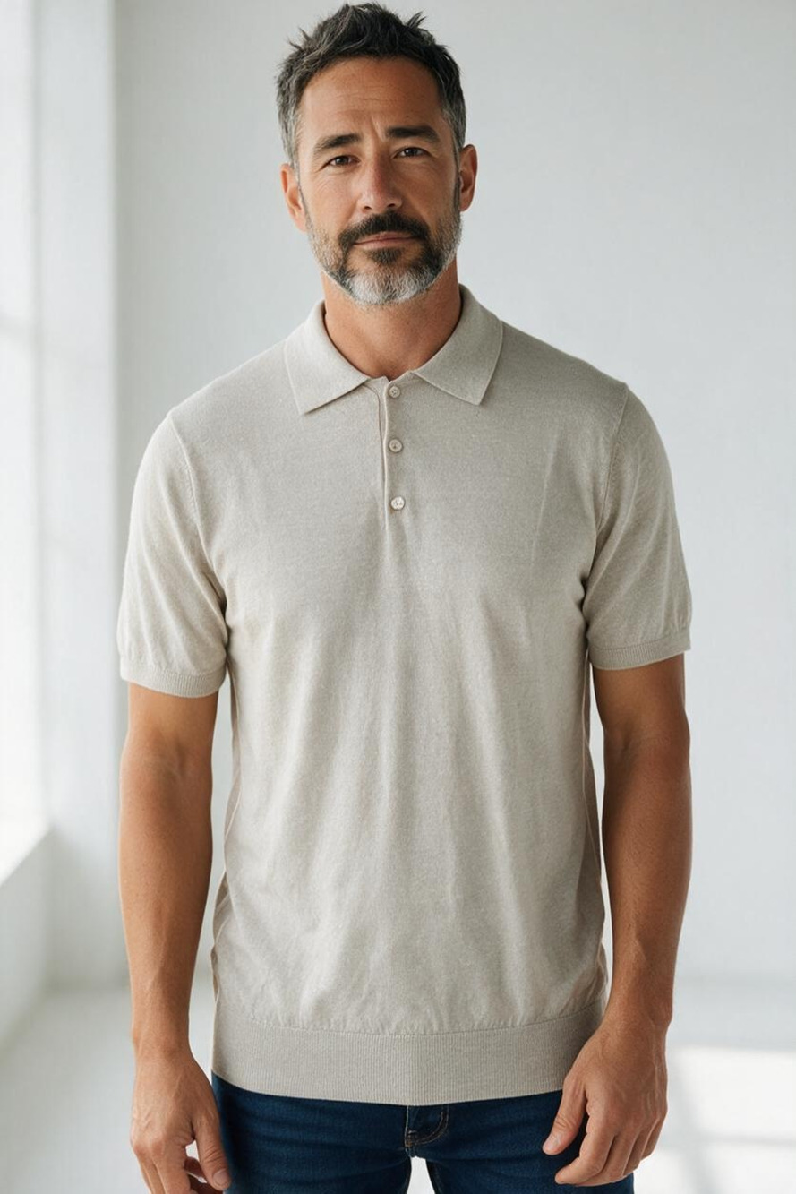 REISS Greigson Mens NEW Size S Short Sleeve Linen Mix Polo Shirt $155 Cream
